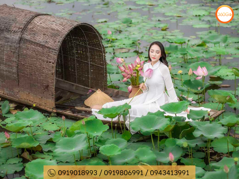Tà áo dài bên cánh đồng sen - Du lịch 360Go 